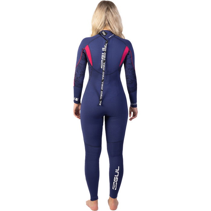 2024 Gul Womens Response 3/2mm GBS Back Zip Wetsuit RE1232-C1 - Blue / Paisley